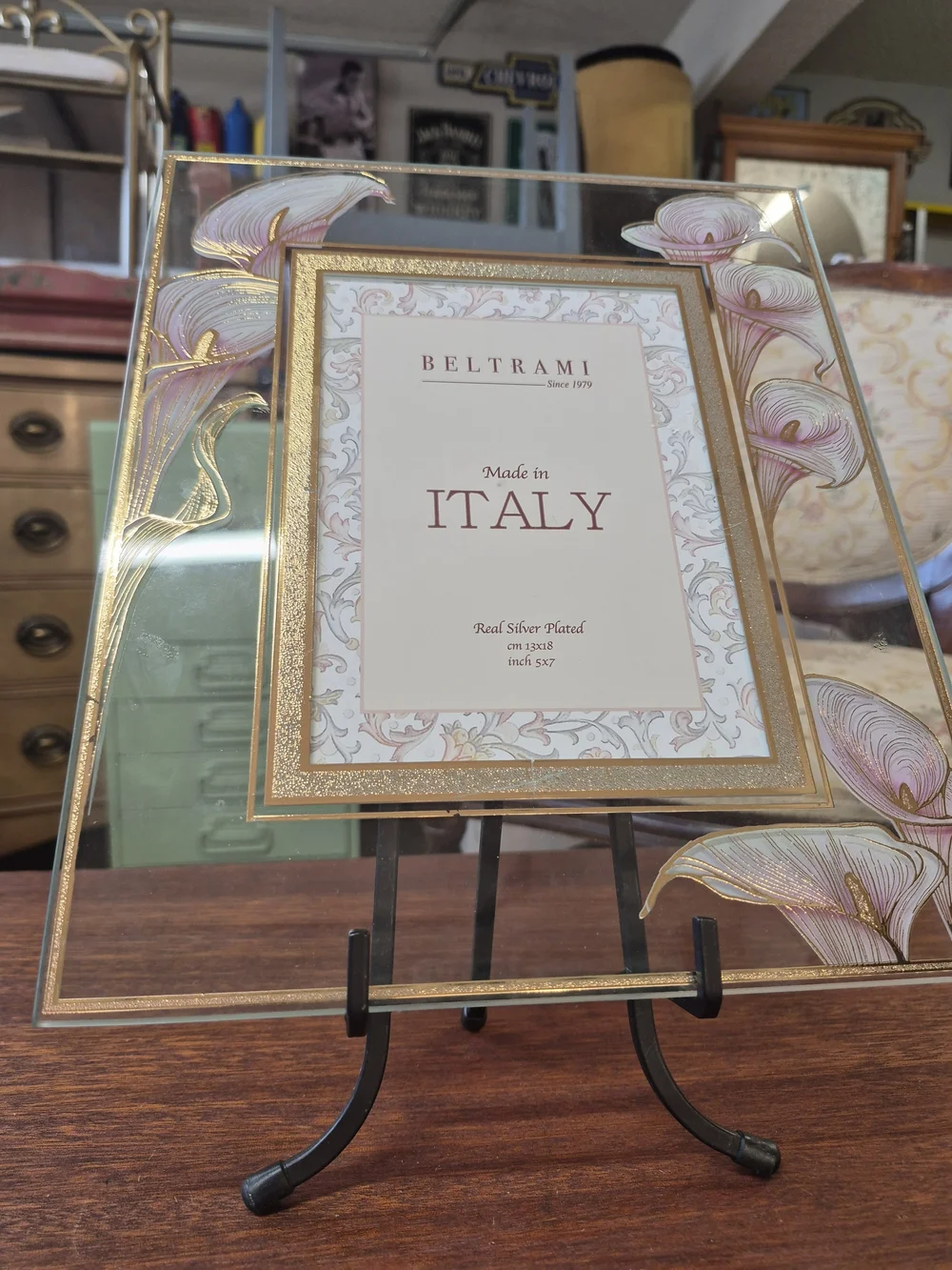 Gold and Pink Decorative Glass Picture Frame